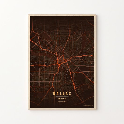 Dallas Map Print Heatwave Texas Poster Wall Art