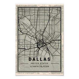 dallas map print poster canvas | united states