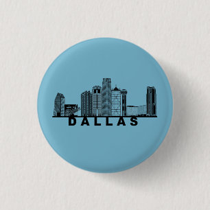 Dallas Silhouet van de Skyline  Ronde Button 3,2 Cm