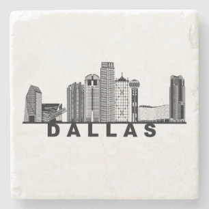 Dallas Silhouet van de Skyline Stenen Onderzetter