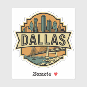 Dallas Silhouette Texas Reis Retro Badge  Sticker