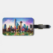 Dallas Skyline Abstracte kunst Bagagelabel (Achterkant horizontaal)