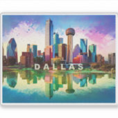 Dallas Skyline Abstracte kunst Sticker (Voorkant)