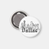 Dallas Skyline Art Design Dallas Skyline Design Magneet (Voorkant / Achterkant)