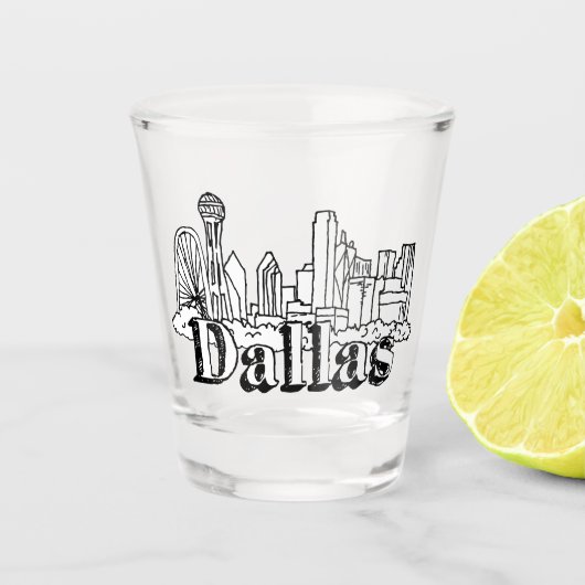 Dallas Skyline Art Design Dallas Skyline Design Shot Glas (Voorkant)