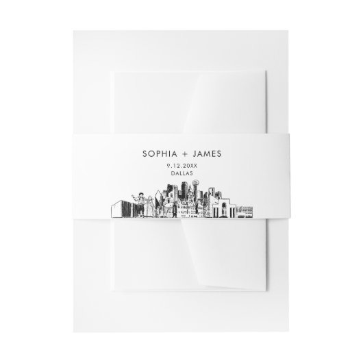 Dallas Skyline Belly Band, 2 "x11.5" Uitnodigingen Wikkel (Voorkant Voorbeeld)