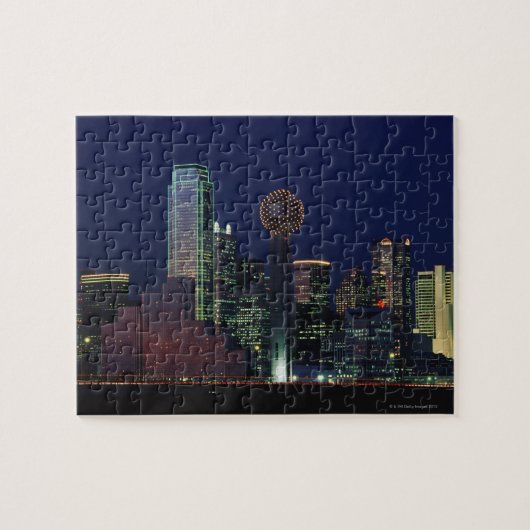 Dallas Skyline bij nacht Legpuzzel (Horizontaal)