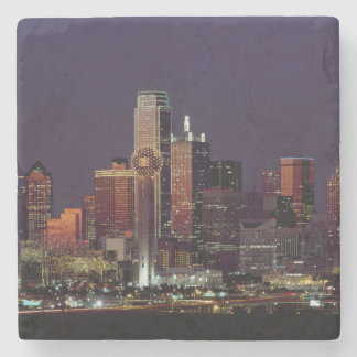 Dallas Skyline bij nacht Stenen Onderzetter