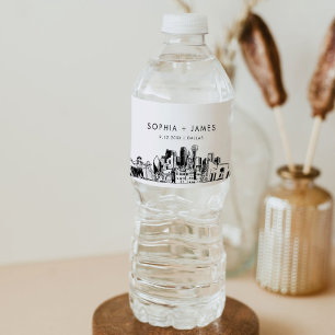 Dallas Skyline bruiloft Waterfles Etiket