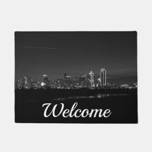 Dallas Skyline Dawn Pano Grayscale Welkomstdeurmat Deurmat