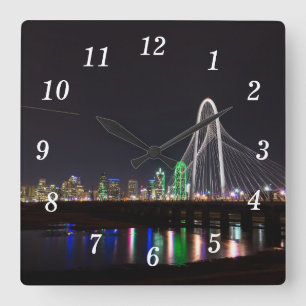 Dallas Skyline Hunt Wandklok Vierkante Klok