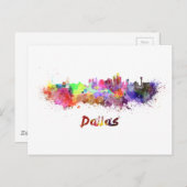 Dallas skyline in waterverf briefkaart (Voorkant / Achterkant)
