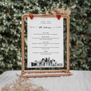 Dallas Skyline Mariage Dîner Carte menu 5x7