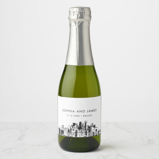 Dallas Skyline Mini Sparkling Wijnetiket (Voorkant)