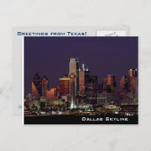 Dallas Skyline op het Briefkaart van Night (Voorkant / Achterkant)