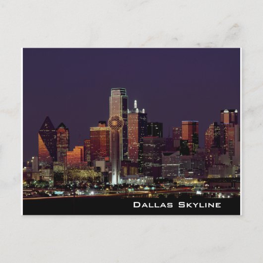 Dallas Skyline op het Briefkaart van Night (Voorkant)