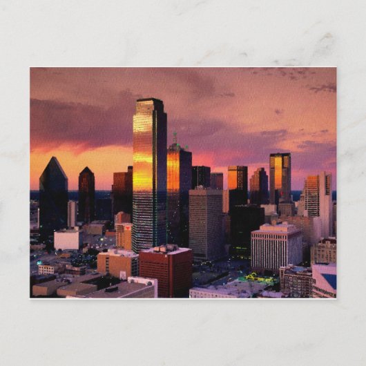 Dallas Skyline op zonsondergang Briefkaart (Voorkant)