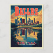 Dallas Skyline Retro Reizen Briefkaart (Voorkant)