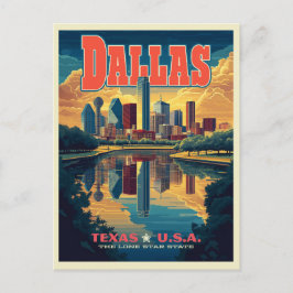 Dallas Skyline Retro Reizen Briefkaart