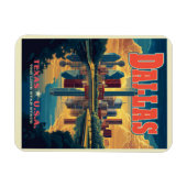 Dallas Skyline Retro Reizen Magneet (Horizontaal)