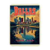 Dallas Skyline Retro Reizen Magneet (Verticaal)