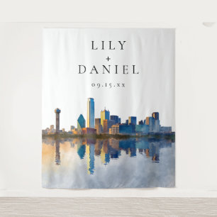 Dallas Skyline Trouwfoto Achtergrond Wandkleed
