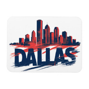 Dallas Skyline Watercolor Kunstprint – Texaanse St Magneet
