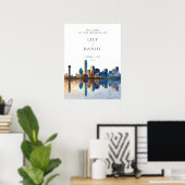 Dallas Skyline Wedding Welcome Sign Poster (Thuiskantoor)