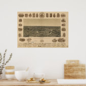 Dallas Texas 1892 Antiek Panorama Poster (Keuken)