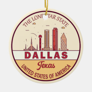 Dallas Texas City Skyline Emblem Keramisch Ornament