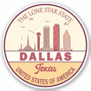 Dallas Texas City Skyline Emblem Sticker