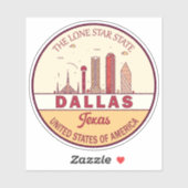 Dallas Texas City Skyline Emblem Sticker (Vel)