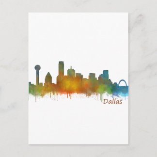 Dallas Texas City Waterverf Skyline Hq v2 Briefkaart