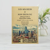 Dallas Texas Faire-part de mariage Skyline Vintage (Debout devant)