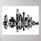 Dallas, Texas in zwart-wit Poster (Voorkant)