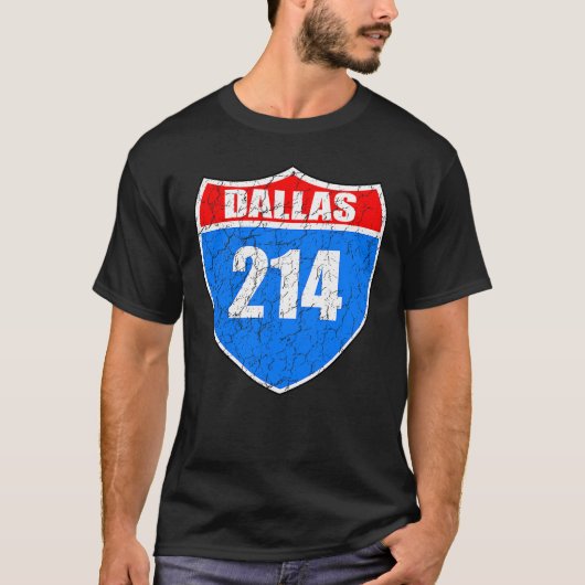 Dallas Texas Interstate 45 Pride Represent 214 Dis T-shirt (Voorkant)