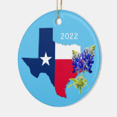 Dallas, Texas Outline en Bluebonnets Ornament (Links)