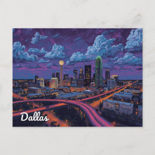Dallas Texas Silhouette Stads Kunst Briefkaart