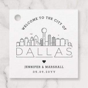 Dallas, Texas Skyline   Bruiloft Welkom Favor Bedankjes Labels