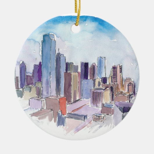 Dallas Texas Skyline Keramisch Ornament (Voorkant)