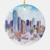 Dallas Texas Skyline Keramisch Ornament (Achterkant)