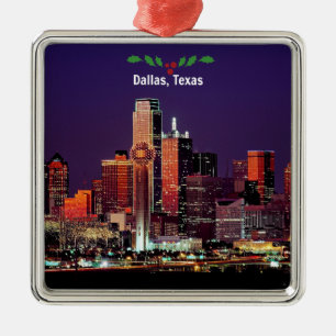Dallas, Texas Skyline, Kerstmis, Metalen Ornament