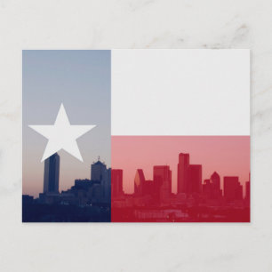 Dallas, Texas Skyline met Texas Flag bovenop Briefkaart