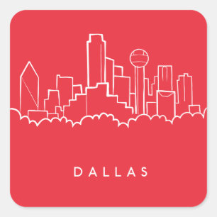 Dallas Texas Skyline Vierkante Sticker