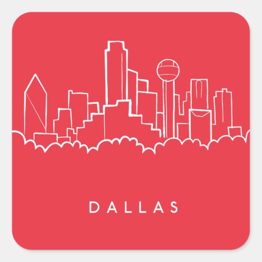 Dallas Texas Skyline Vierkante Sticker (Voorkant)