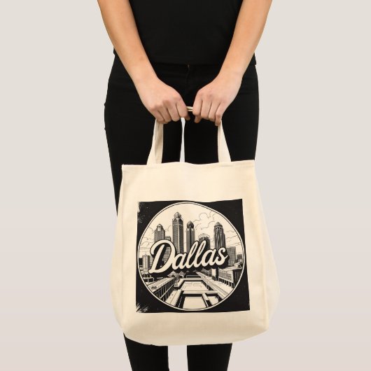 Dallas Texas Skyline Zwart-wit stadsgezicht Tote Bag (Voorkant (product))