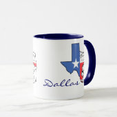 Dallas, Texas State Map avec étoile, Bottes, Mug C (Devant droit)