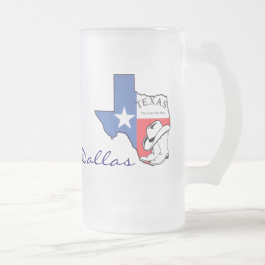 Dallas, Texas State Map avec étoile, Bottes, Mug C (Droit)