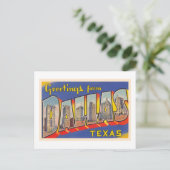 Dallas Texas TX Briefkaart met grote letters (Staand voorkant)