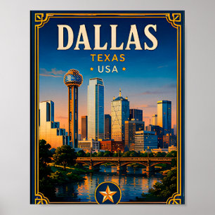⭐ Dallas Texas Vakantieherinnering Vanuit Het Silh Poster